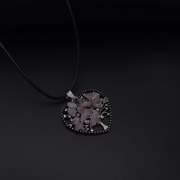 Collar Arbol Corazon Cuarzo Rosa - Image 2
