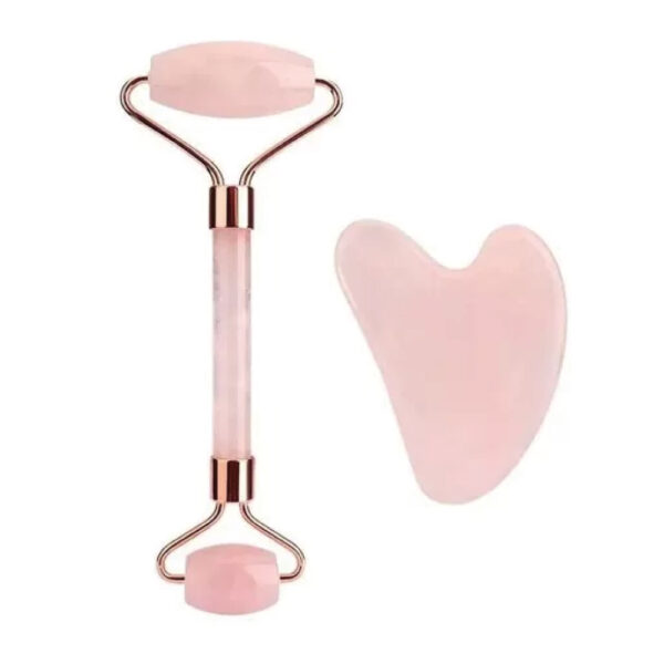 Gua Sha + Rodillo Cuarzo Rosado